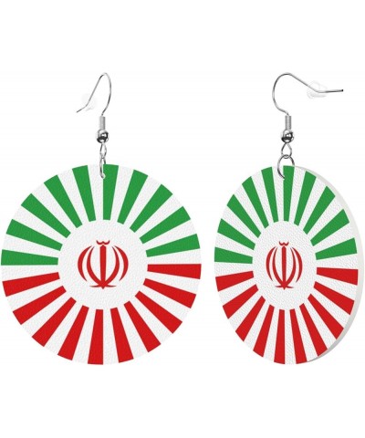 2022 World Football Teams National Flag Women Round Leather Earrings Soccer Dangle Earrings for Girls National Soccer Team Fa...