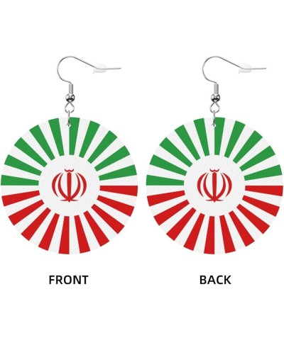 2022 World Football Teams National Flag Women Round Leather Earrings Soccer Dangle Earrings for Girls National Soccer Team Fa...