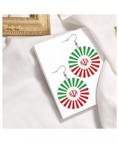 2022 World Football Teams National Flag Women Round Leather Earrings Soccer Dangle Earrings for Girls National Soccer Team Fa...