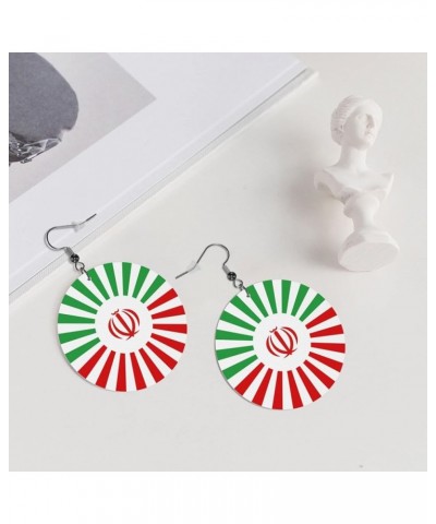 2022 World Football Teams National Flag Women Round Leather Earrings Soccer Dangle Earrings for Girls National Soccer Team Fa...