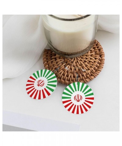 2022 World Football Teams National Flag Women Round Leather Earrings Soccer Dangle Earrings for Girls National Soccer Team Fa...