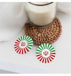 2022 World Football Teams National Flag Women Round Leather Earrings Soccer Dangle Earrings for Girls National Soccer Team Fa...