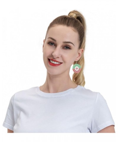 2022 World Football Teams National Flag Women Round Leather Earrings Soccer Dangle Earrings for Girls National Soccer Team Fa...