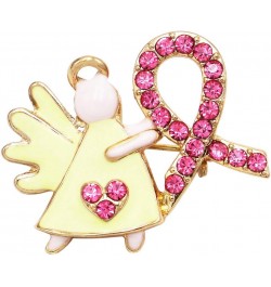 Women's Charming Pink Ribbon Crystal Rhinestone Angel Lapel Pin Brooch, 1 Light Yellow/Gold Tone $9.60 Brooches & Pins