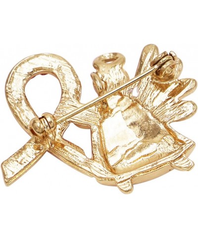 Women's Charming Pink Ribbon Crystal Rhinestone Angel Lapel Pin Brooch, 1 Light Yellow/Gold Tone $9.60 Brooches & Pins