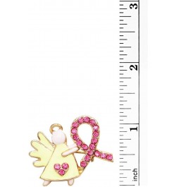 Women's Charming Pink Ribbon Crystal Rhinestone Angel Lapel Pin Brooch, 1 Light Yellow/Gold Tone $9.60 Brooches & Pins