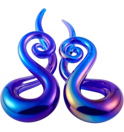 2pcs Glass Splatter Spiral Ear Tapers Hanger Gauges Piercing Gauges for Ear 4g-12mm Blue $9.09 Body Jewelry