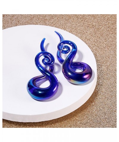 2pcs Glass Splatter Spiral Ear Tapers Hanger Gauges Piercing Gauges for Ear 4g-12mm Blue $9.09 Body Jewelry