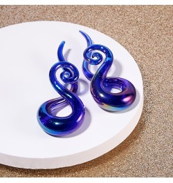 2pcs Glass Splatter Spiral Ear Tapers Hanger Gauges Piercing Gauges for Ear 4g-12mm Blue $9.09 Body Jewelry