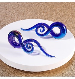 2pcs Glass Splatter Spiral Ear Tapers Hanger Gauges Piercing Gauges for Ear 4g-12mm Blue $9.09 Body Jewelry