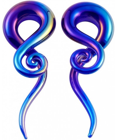 2pcs Glass Splatter Spiral Ear Tapers Hanger Gauges Piercing Gauges for Ear 4g-12mm Blue $9.09 Body Jewelry