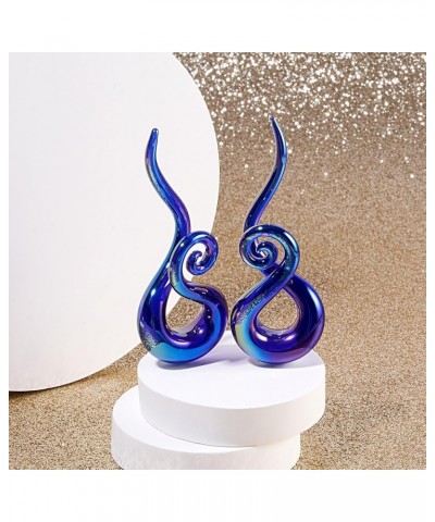 2pcs Glass Splatter Spiral Ear Tapers Hanger Gauges Piercing Gauges for Ear 4g-12mm Blue $9.09 Body Jewelry