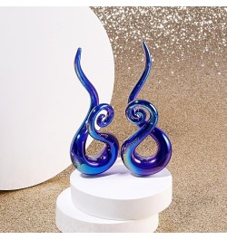 2pcs Glass Splatter Spiral Ear Tapers Hanger Gauges Piercing Gauges for Ear 4g-12mm Blue $9.09 Body Jewelry