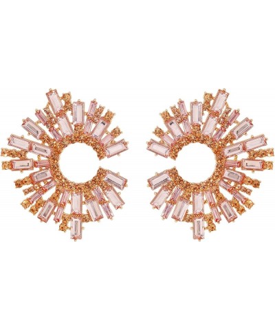 Statement Earrings for Women Round Fashion Bohemian Pave Crystal Fashion Prom Party Pageant Champagne $10.63 Earrings