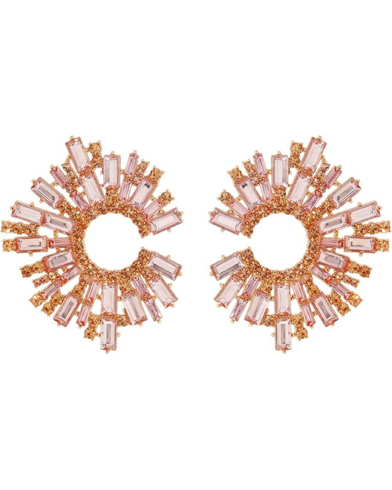 Statement Earrings for Women Round Fashion Bohemian Pave Crystal Fashion Prom Party Pageant Champagne $10.63 Earrings