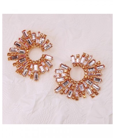 Statement Earrings for Women Round Fashion Bohemian Pave Crystal Fashion Prom Party Pageant Champagne $10.63 Earrings