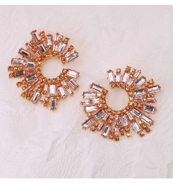 Statement Earrings for Women Round Fashion Bohemian Pave Crystal Fashion Prom Party Pageant Champagne $10.63 Earrings