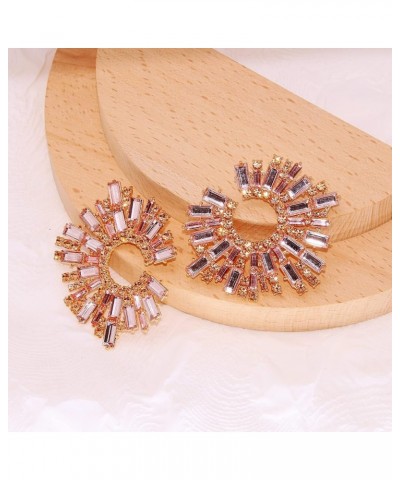 Statement Earrings for Women Round Fashion Bohemian Pave Crystal Fashion Prom Party Pageant Champagne $10.63 Earrings