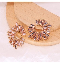 Statement Earrings for Women Round Fashion Bohemian Pave Crystal Fashion Prom Party Pageant Champagne $10.63 Earrings