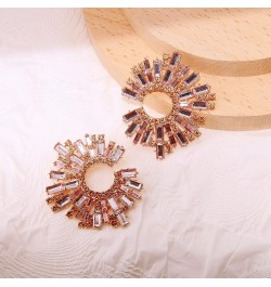 Statement Earrings for Women Round Fashion Bohemian Pave Crystal Fashion Prom Party Pageant Champagne $10.63 Earrings