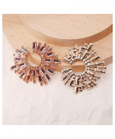 Statement Earrings for Women Round Fashion Bohemian Pave Crystal Fashion Prom Party Pageant Champagne $10.63 Earrings