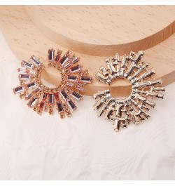 Statement Earrings for Women Round Fashion Bohemian Pave Crystal Fashion Prom Party Pageant Champagne $10.63 Earrings