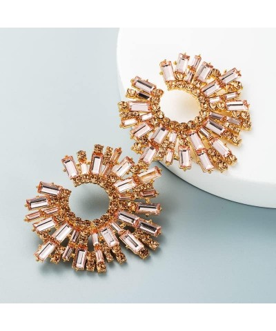 Statement Earrings for Women Round Fashion Bohemian Pave Crystal Fashion Prom Party Pageant Champagne $10.63 Earrings