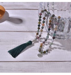 108 Mala Prayer Beads Necklace Natural Stones Meditation Yoga Jewery 108 Hand Knotted Japa Mala Beaded Long Tassel Necklace w...