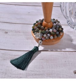 108 Mala Prayer Beads Necklace Natural Stones Meditation Yoga Jewery 108 Hand Knotted Japa Mala Beaded Long Tassel Necklace w...