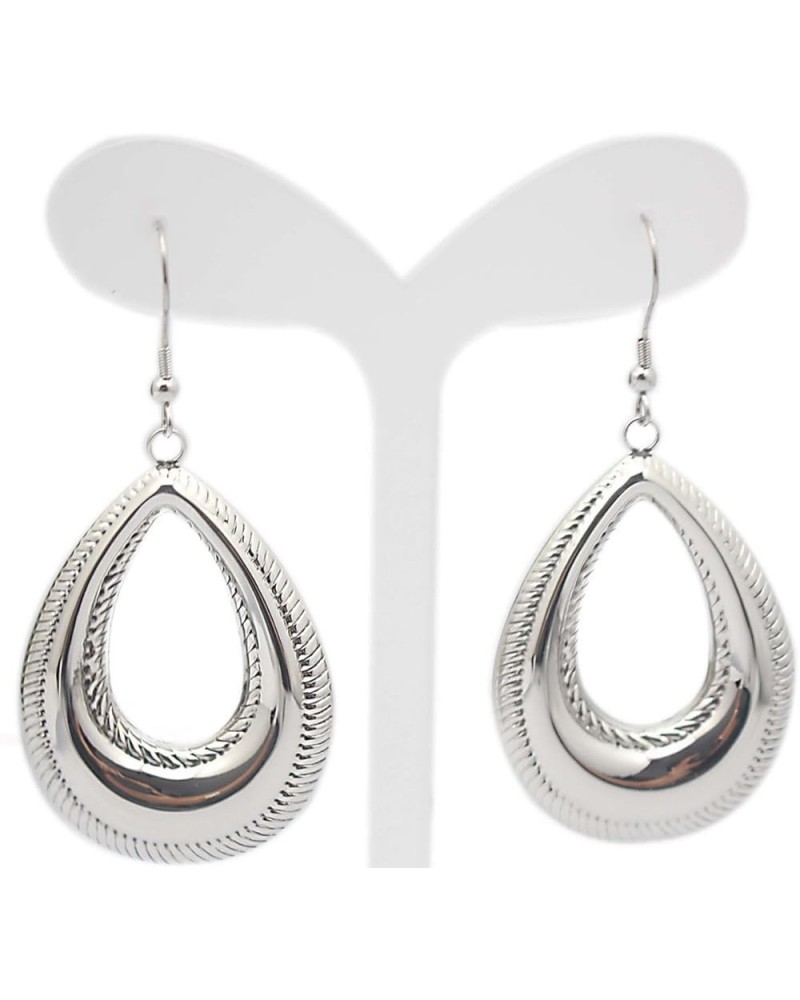 Silver Stainless Steel Waterdrop Tear Drop Fishhook Earrings for Women style 5 $9.32 Earrings