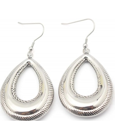 Silver Stainless Steel Waterdrop Tear Drop Fishhook Earrings for Women style 5 $9.32 Earrings