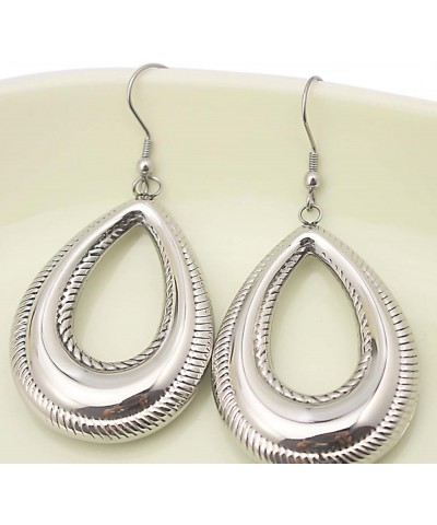 Silver Stainless Steel Waterdrop Tear Drop Fishhook Earrings for Women style 5 $9.32 Earrings