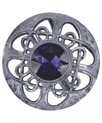 Culloden Plaid Brooch - Elegant Chrome Celtic Pin in Pewter with Assorted Stone Colors, 3-Inch Diameter Purple $9.20 Brooches...