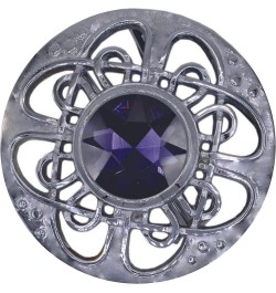 Culloden Plaid Brooch - Elegant Chrome Celtic Pin in Pewter with Assorted Stone Colors, 3-Inch Diameter Purple $9.20 Brooches...