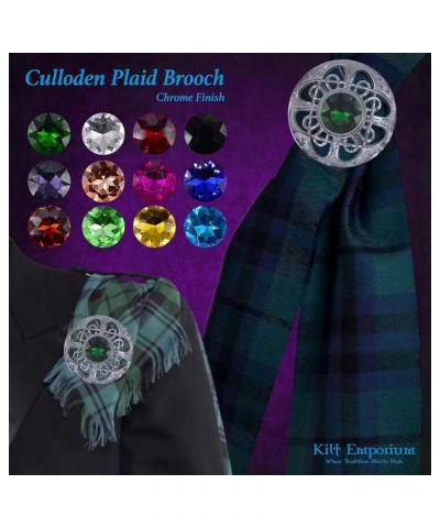 Culloden Plaid Brooch - Elegant Chrome Celtic Pin in Pewter with Assorted Stone Colors, 3-Inch Diameter Purple $9.20 Brooches...