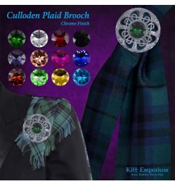 Culloden Plaid Brooch - Elegant Chrome Celtic Pin in Pewter with Assorted Stone Colors, 3-Inch Diameter Purple $9.20 Brooches...