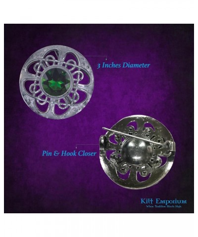 Culloden Plaid Brooch - Elegant Chrome Celtic Pin in Pewter with Assorted Stone Colors, 3-Inch Diameter Purple $9.20 Brooches...