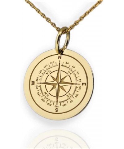 14K Solid Gold Compass Pendant, North Star Compass Necklace 18 Inches Chain 0.85 inches / 21.5mm $101.68 Necklaces