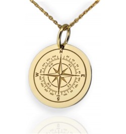 14K Solid Gold Compass Pendant, North Star Compass Necklace 18 Inches Chain 0.85 inches / 21.5mm $101.68 Necklaces