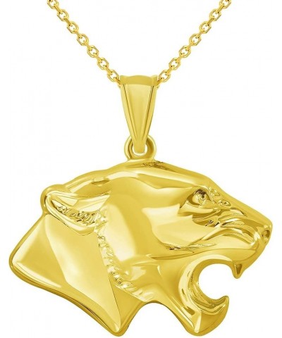 14k Yellow Gold 3D Jaguar Head Animal Pendant With Cable, Curb or Figaro Chain Necklace 16.0 Inches Cable Chain $81.70 Necklaces