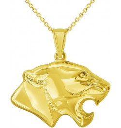 14k Yellow Gold 3D Jaguar Head Animal Pendant With Cable, Curb or Figaro Chain Necklace 16.0 Inches Cable Chain $81.70 Necklaces