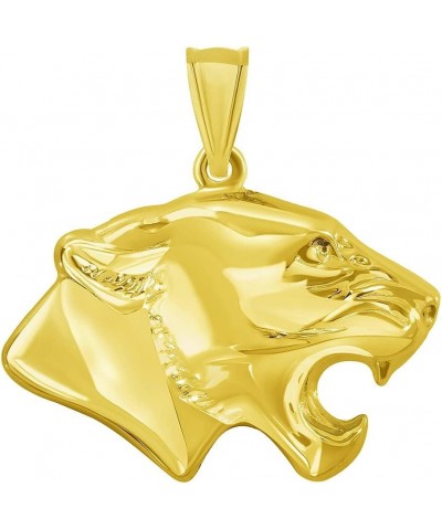 14k Yellow Gold 3D Jaguar Head Animal Pendant With Cable, Curb or Figaro Chain Necklace 16.0 Inches Cable Chain $81.70 Necklaces