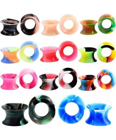 22pcs Soft Silicone Tunnels Plugs Ear Gauges 2G-16mm Double Flared Mix Colors Expander Set for Women Men Body Piercing Jewelr...