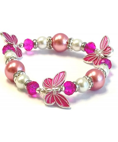 Butterfly Bracelet - Butterfly Jewelry Gift For Women Girls - Butterfly Lovers Gift Stretch Bangle Pink $8.80 Bracelets