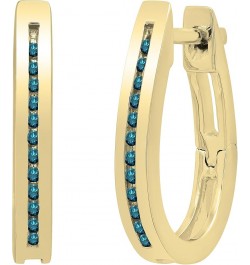 Ladies Hoop Earrings, Available in Various Round Diamonds, Gemstones & Metal in 10K/14K/18K Gold & 925 Sterling Silver Blue D...