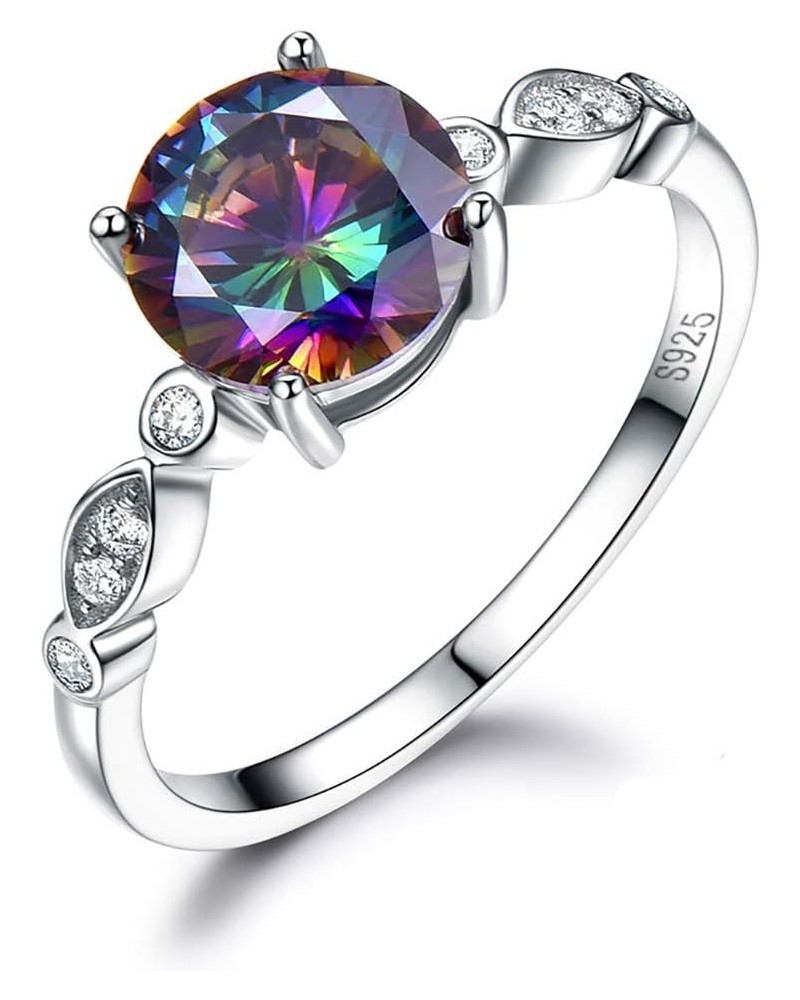 Mystic Topaz Lab Created 8mm Sterling Silver Engagement Statement Ring $16.49 Rings