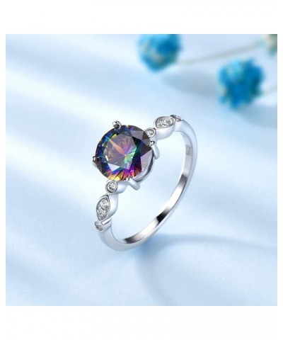 Mystic Topaz Lab Created 8mm Sterling Silver Engagement Statement Ring $16.49 Rings