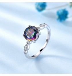 Mystic Topaz Lab Created 8mm Sterling Silver Engagement Statement Ring $16.49 Rings