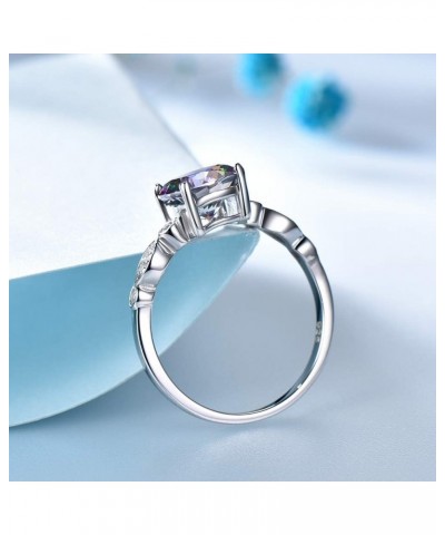 Mystic Topaz Lab Created 8mm Sterling Silver Engagement Statement Ring $16.49 Rings