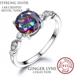 Mystic Topaz Lab Created 8mm Sterling Silver Engagement Statement Ring $16.49 Rings